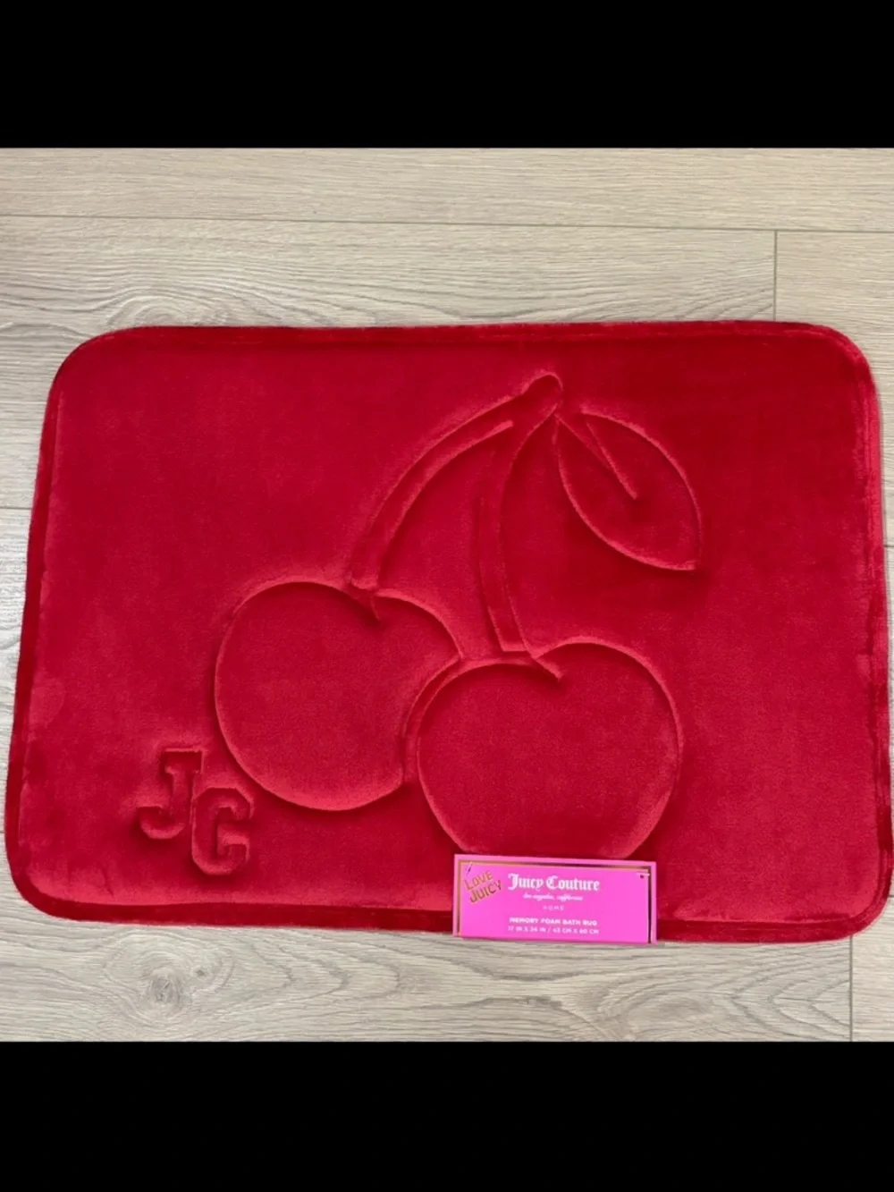 Juicy Couture Red Embossed Cherry Plush Bath Mat